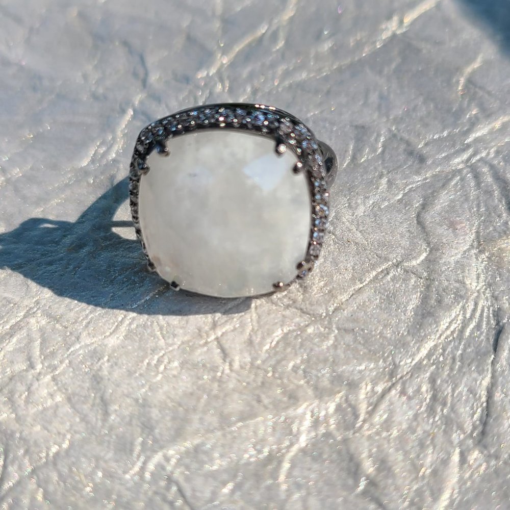 Moonstone Ring Size 8-Sterling Silver Oxidized -Birthday stone-Gift - Picture 5 of 14